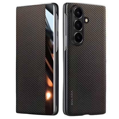 Magnetic Carbon Fiber Leather Case