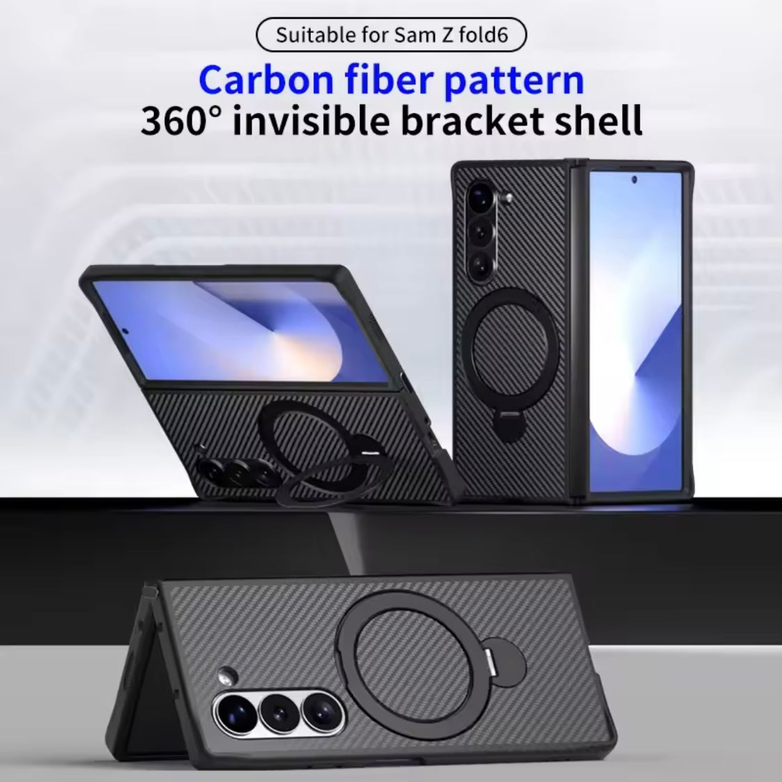 Carbon Fiber Magnetic Armor Case With 360° Ring Holder