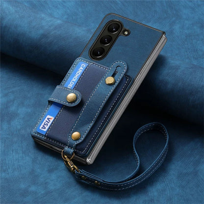 Luxury Leather Wallet Case with Strap for Galaxy Z Fold
