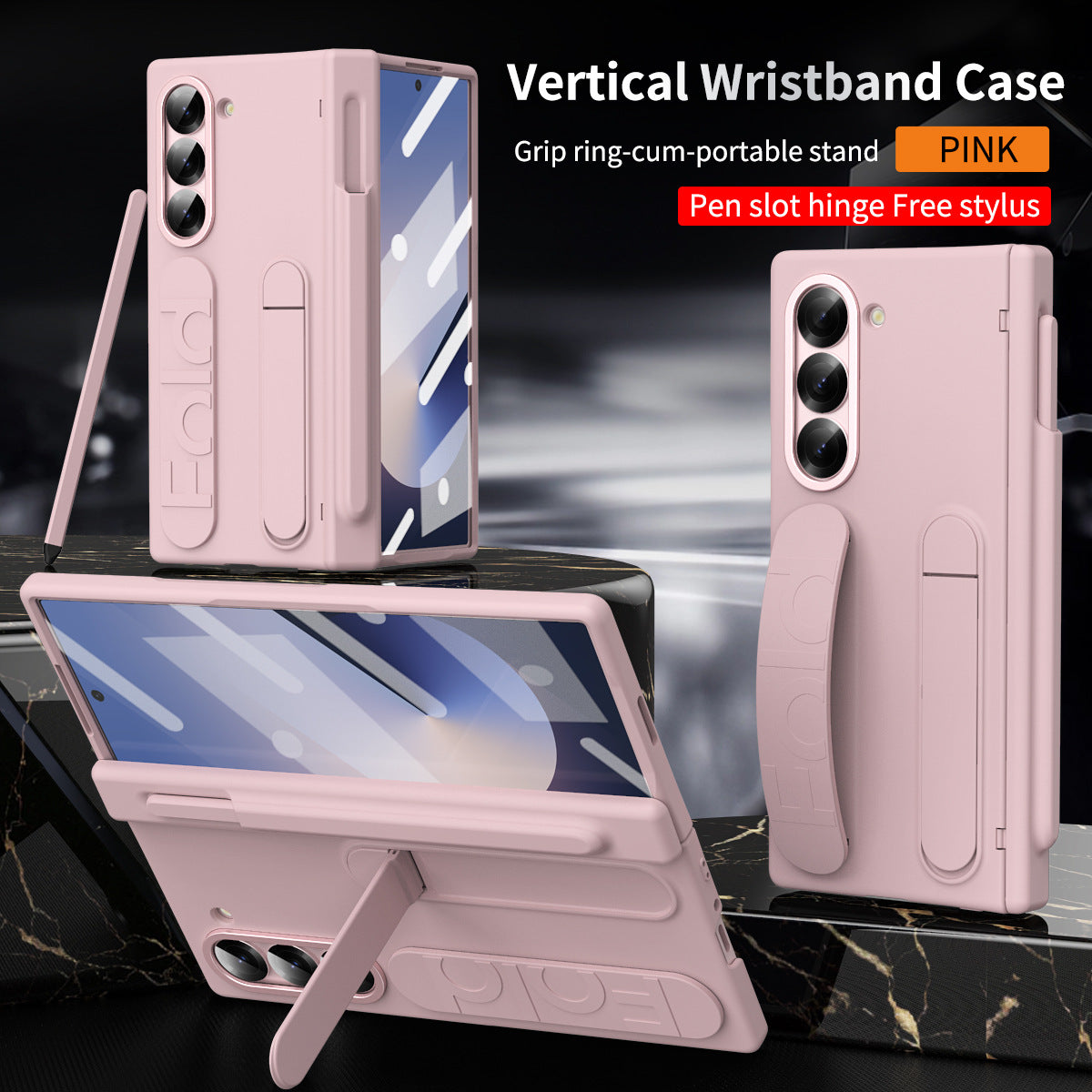 Hinge Pen Box Shockproof Case With Wristband For Z Fold