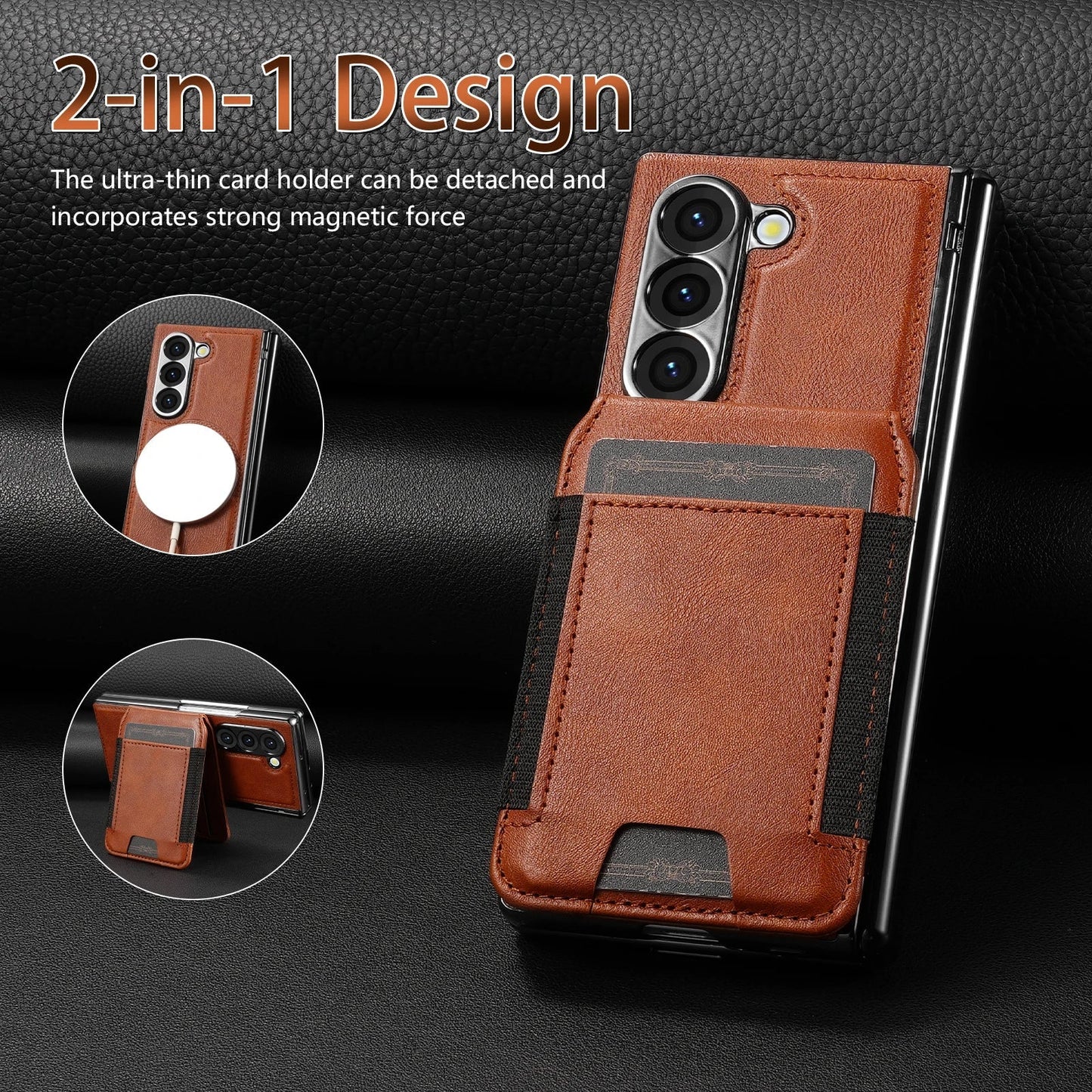 Premium Leather Detachable Wallet Flip Case Z Fold