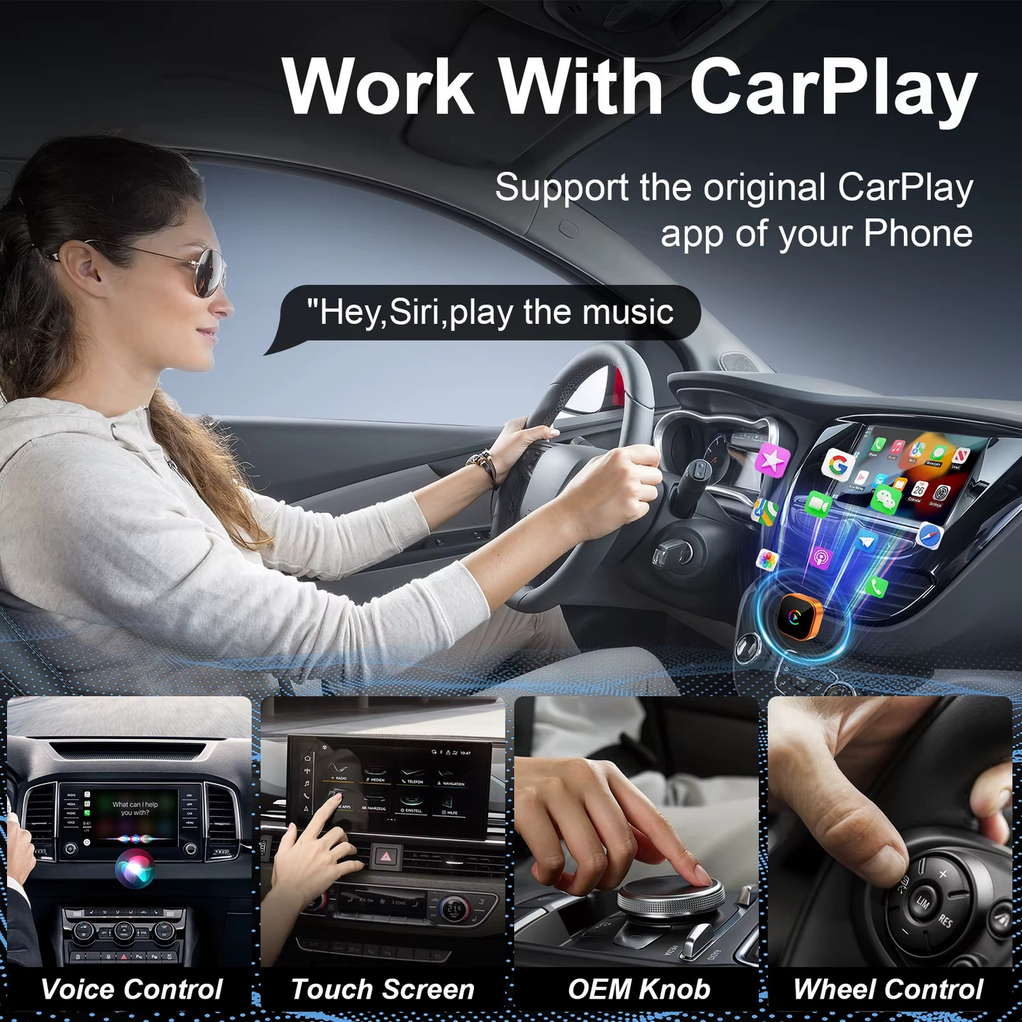 Wireless CarPlay & Android Auto Adapter, Fast Connect, Zero-Lag, Plug & Play