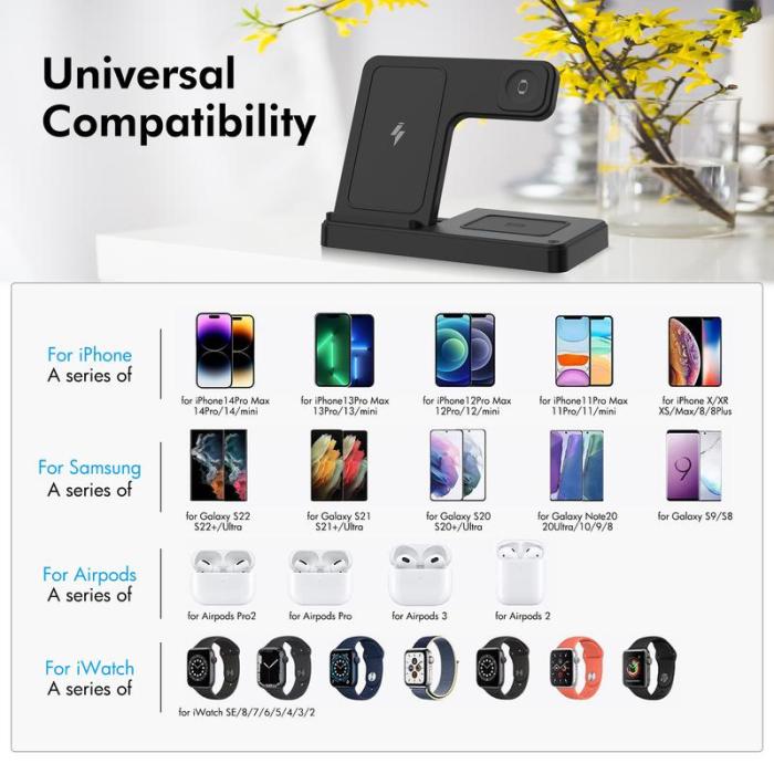Universal 3-in-1 Pro Charging Station – Phone, Watch & AirPods
